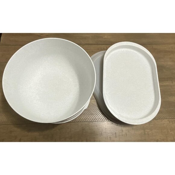 Tupperware Fireworks Speckled Salad Punch Bowl Oval Serving Tray Set - Picture 3 of 4